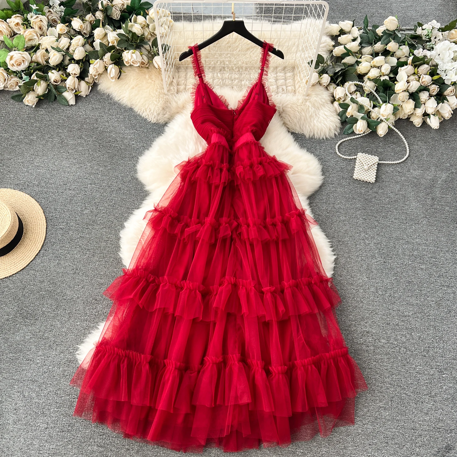 elegant tiered dress Tiered White Long Dress main image 1