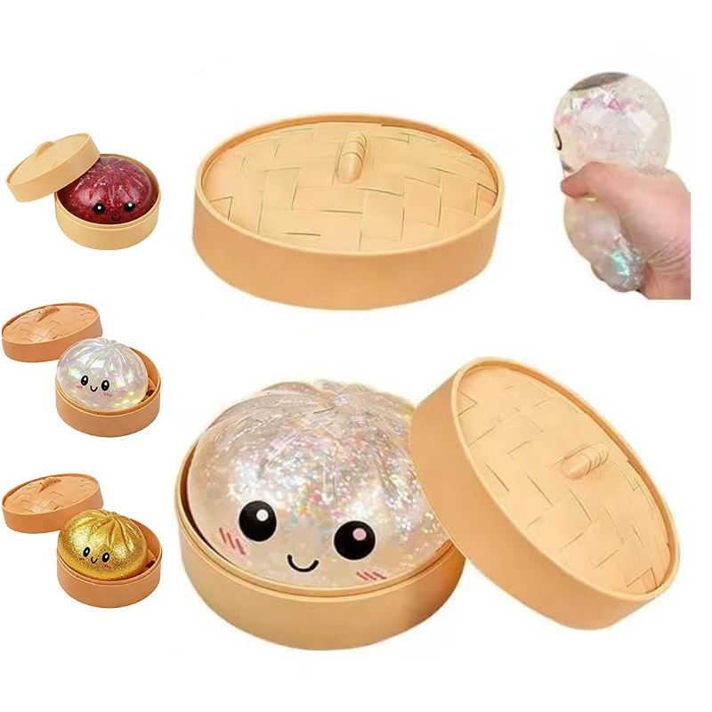 Glitzernde Knödel-Simulation: Stressball, Squishy-Box, sensorisches Quetschspielzeug zur Stresslinderung, langsam aufsteigend, kreatives Geschenk