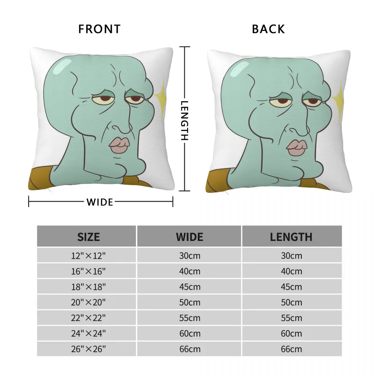 Handsome Squidward Square Pillowcase Polyester Linen Velvet Creative Zip Decor Pillow Case Sofa Cushion Case 18