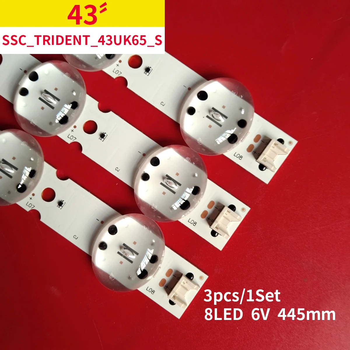 

445mm 6V 8-light 3Pcs Tv Backlight Led for 43inch CSP SSC_ Trident_ 43UK65_ S SVL430A62 43UK6500 43UK6750 LGD43062 43UK6520 4