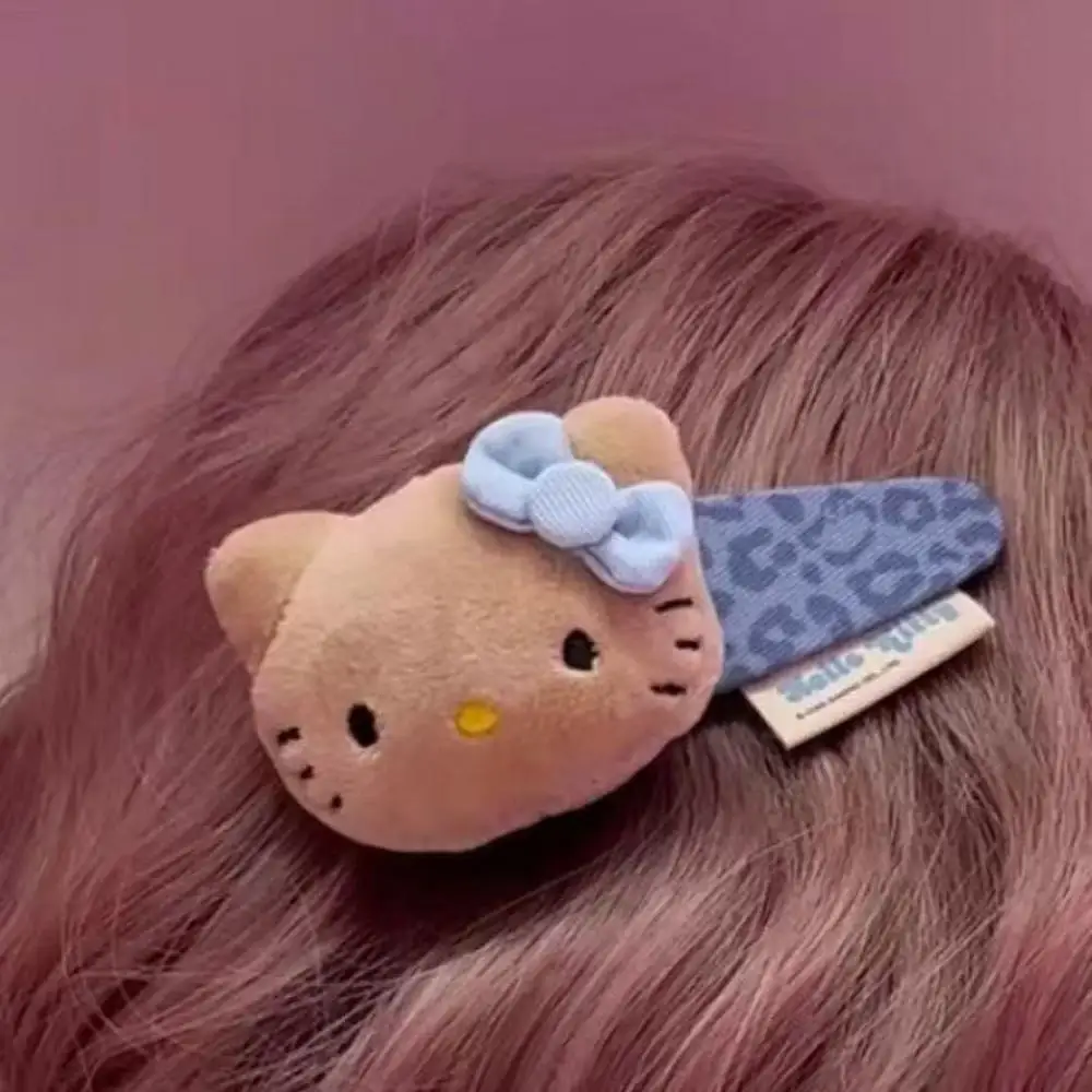 

Kawaii синий леопардовый принт заколка для волос «Hello Kitty» с героями мультфильмов аксессуары для волос милая девушка универсальная заколка для челки аниме периферийные подарки