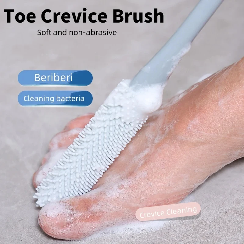 Toe Gap Cleaning Brush Multi-Functional Simple Long Handle Toe Crevice Cleaning Soft Brush Anti-Contact Foot Scrub Scrub