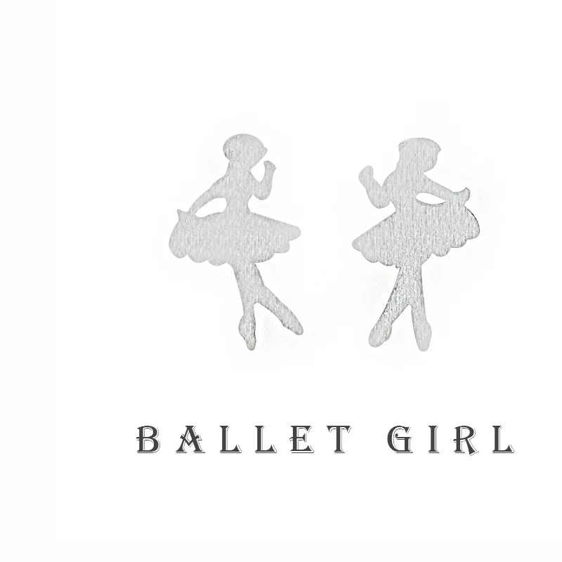 Sweet Ballet Dancer S925 Sterling Silver Earrings with Matte Finish/Minimalistic and Classic Stud Earrings for Students