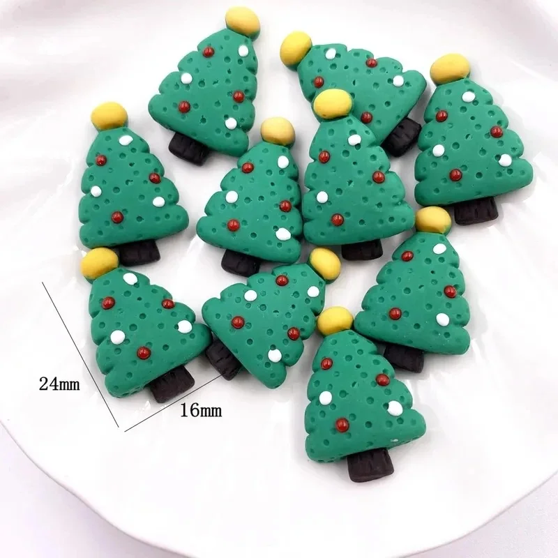20/40pcs Colorful Resin Snowman Bear Penguin Santa Claus Tree Gift Box Elk Flatback Scrapbook Craft DIY Accessory Decor Figurine