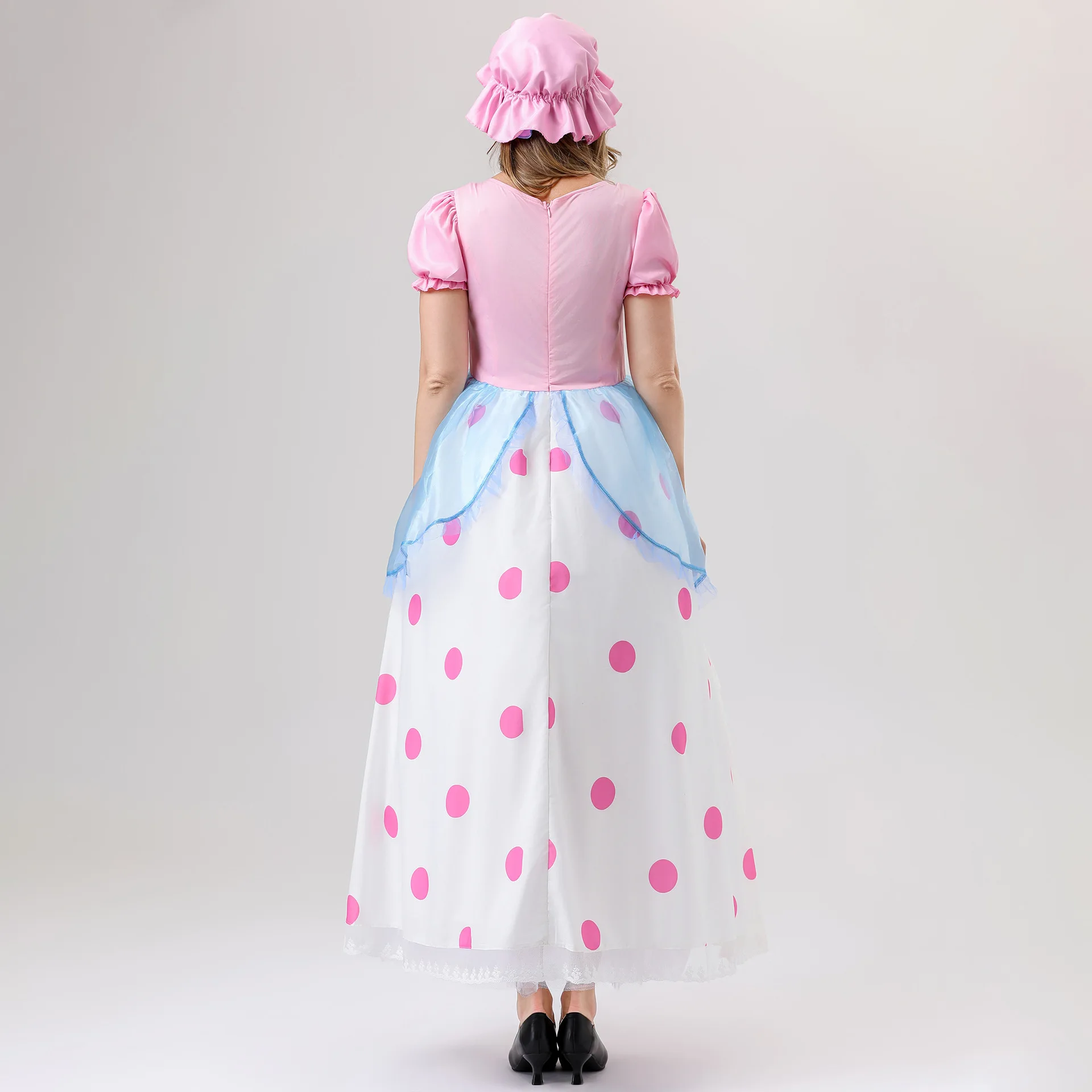 Halloween Costume Women's Dress Pink Polka Dot Puffy Dress Cosplay Costume Performance Outfit Cosplay Carnival  Dress