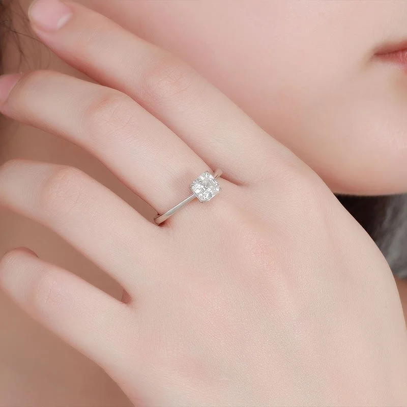 JZ161 Lefei الموضة العصرية الفاخرة الماس مجموعة الكلاسيكية مويسانيتي تصميم Asscher ساحة حلقة سحر المرأة s925 الفضة والمجوهرات هدية