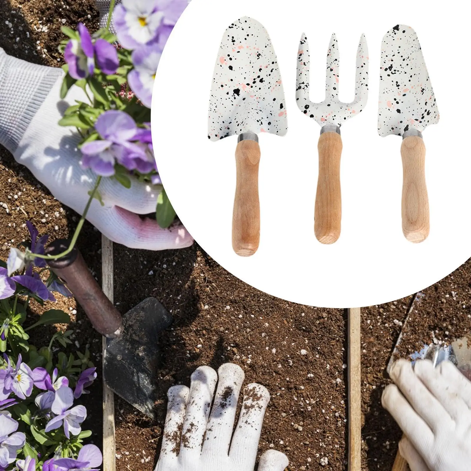 

3Pcs Mini Garden Tools Rake Anti Rust Transplant Accessories Spade Transplanting Gardening Tools for Potted Plants Greenhouse