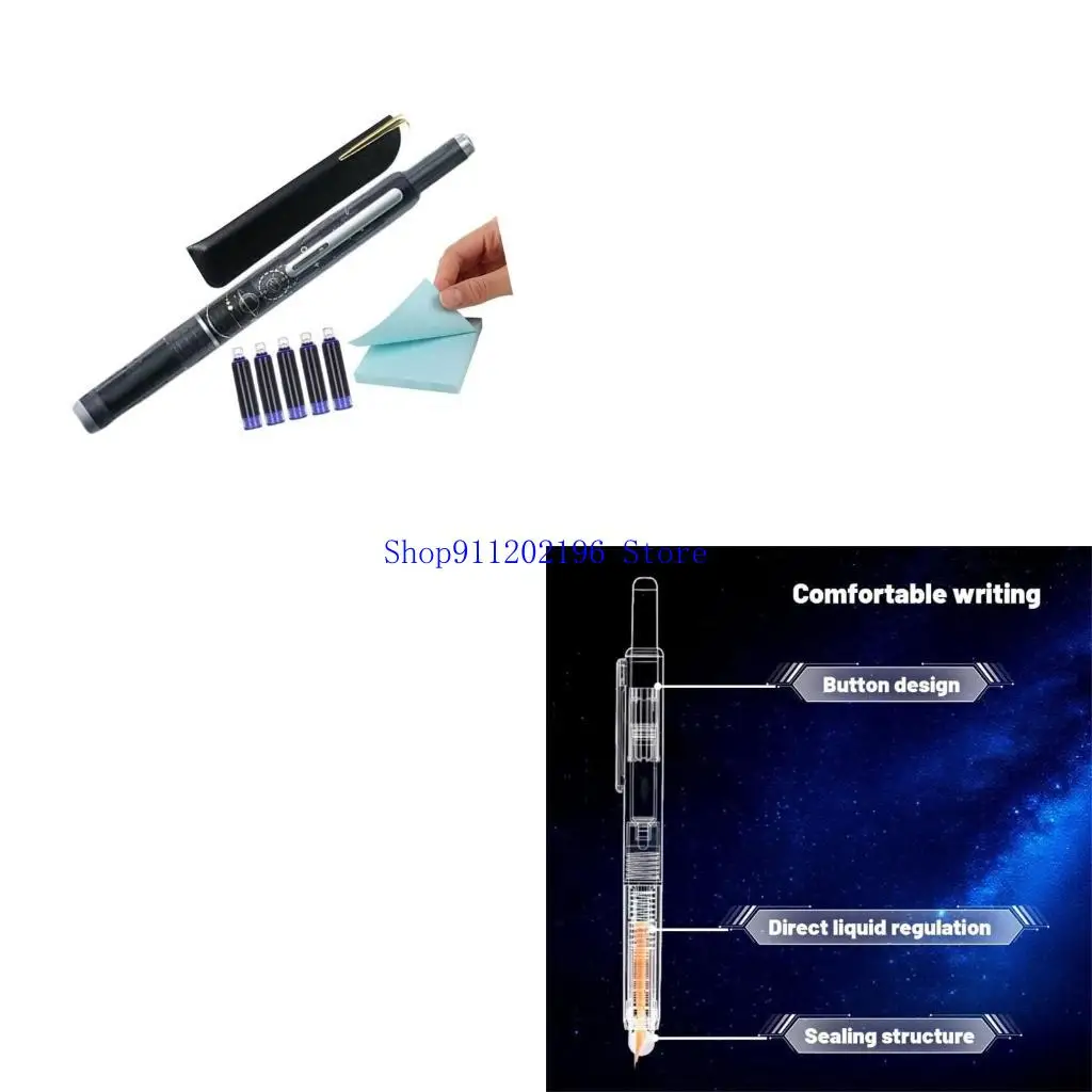 

P82A Retractable Inks Pen with 5 Inks 0.38mm Fountain Pen for Writing
