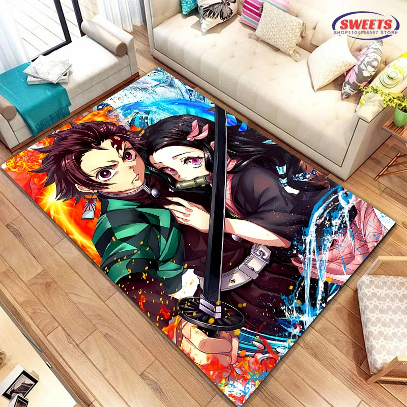 NO.1 Classic Demon Slayer Kamado Nezuko Theme Carpet,Living Room Bedroom Office Kid Room of Choice,Non-slip Machine Washable Mat