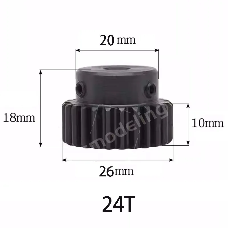 1pc Mod 1 Spur Gear 21T 22T 23T 24T Bore 5~12mm 45# Steel Nylon Stainless Steels Transmission Gears Motor Gear Parts Accessories