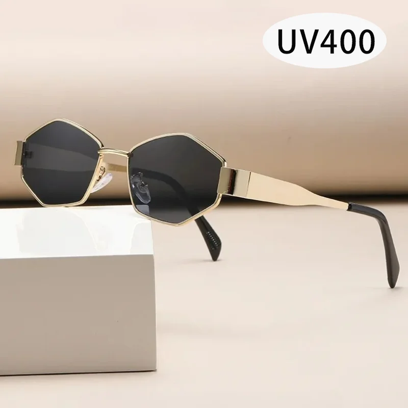 

Fashion Polygonal Sunglasses Optional Lenses Women's Men's Retro Sunshade UV Sun Glasses Luxury Brand Popular Metal Eyeglasses