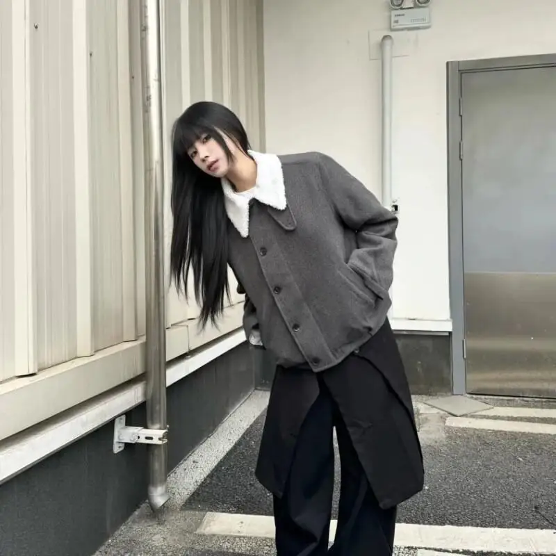 

American Style Jacket Retro Style Autumn and Winter Velvet New Jacket Fashionable Shopping Outdoor Thickened Jacket for Students