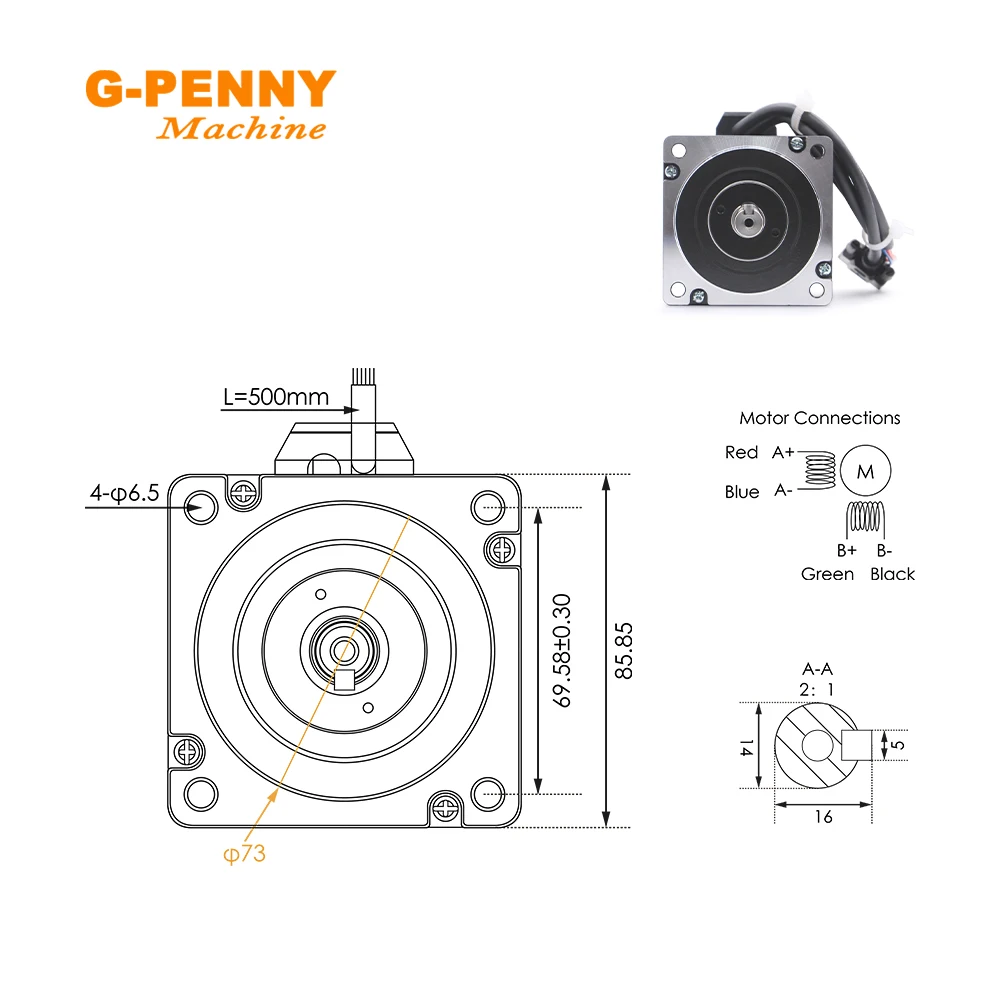 Imagem -05 - G-penny-motor Deslizante do Laço Fechado Servo Motor Híbrido Nema34 8.5n.m 1200oz-in C.c. ca 86j18156ec1000-ls Mais 2hss86h-a5