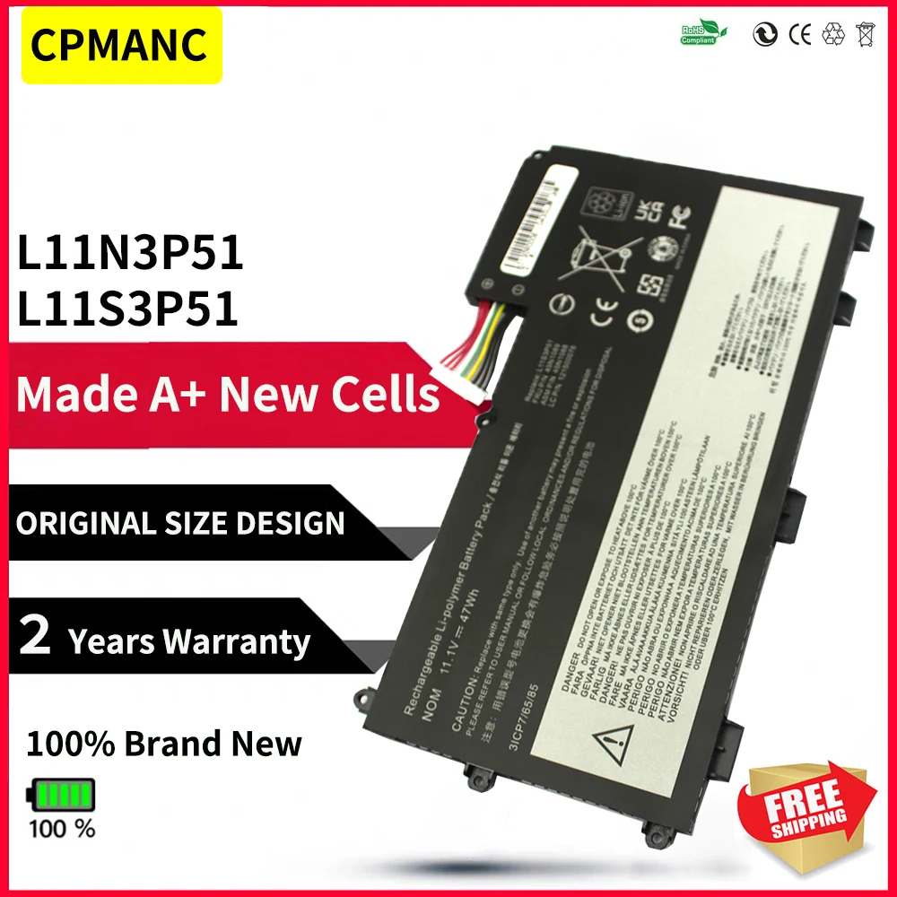 CPMANC New L11S3P51 L11N3P51 Laptop Battery For Lenovo ThinkPad T430U 45N1090 45N1088 45N1089 45N1091 121500077