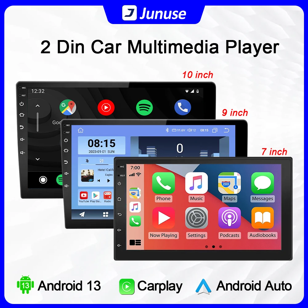 

Junuse 2 Din 7 9 10 Inch Carplay Android 13 Car Multimedia Video Player For Nissan Kia Honda VW Hyundai WiFi Head Unit Stereo BT