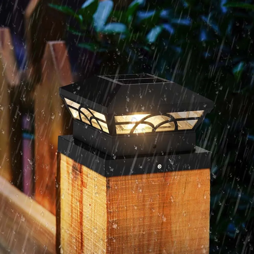 Solar Column Lamp Outdoor 3000K 6000K IP65 Fence Gate Pillar Head LED Lamp For House Gate Patio Garden Solar Post Deck Cap Light