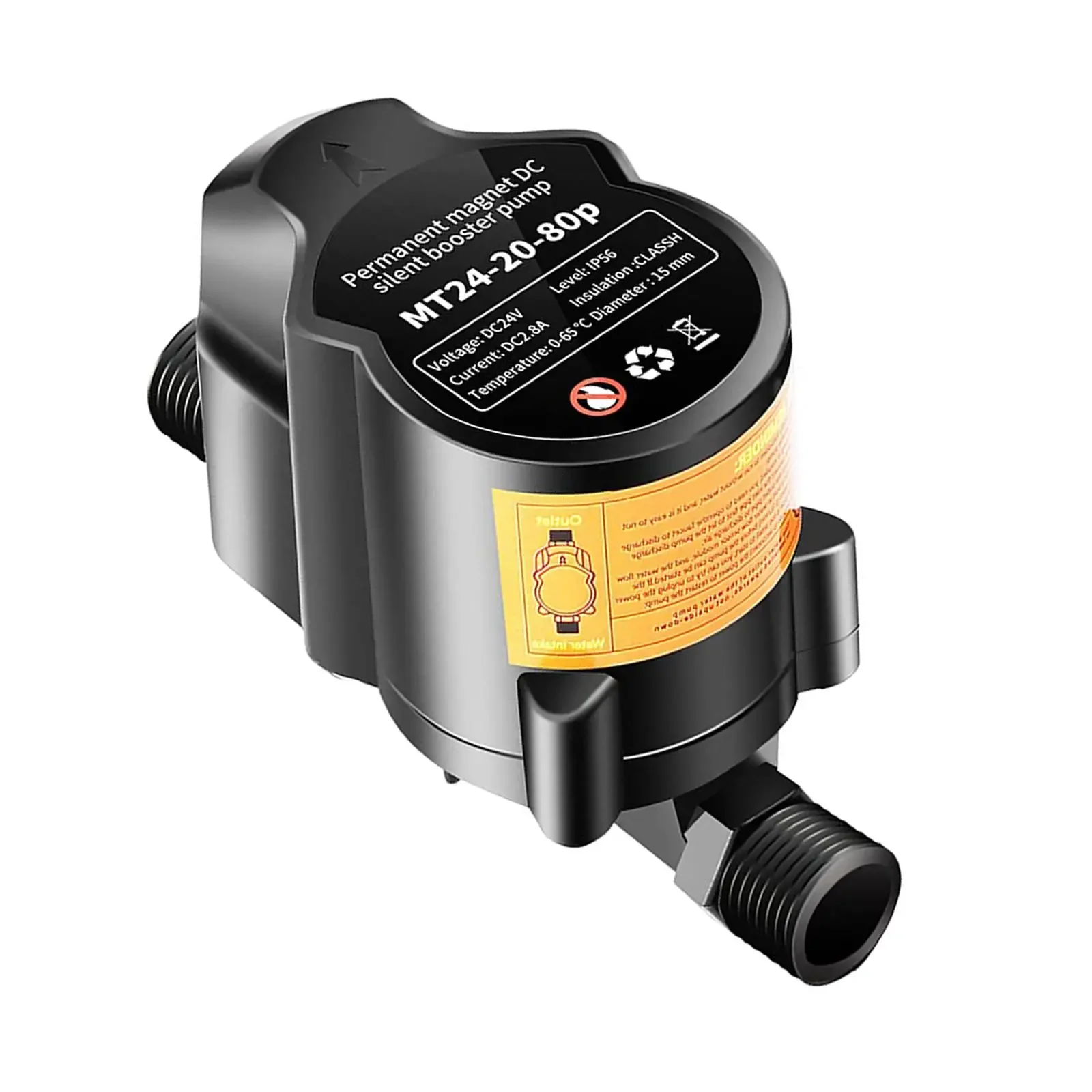 DC 24V Brushless Water Pressure Booster Pump 20L Min 80PA Silent Connector For Garden Water Heater Shower Boost