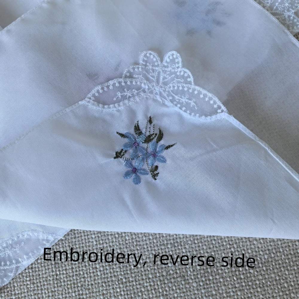 10.8 inches/28cm pure cotton white cloth embroidered fashionable women's handkerchief home decoration wedding supplies thin sing