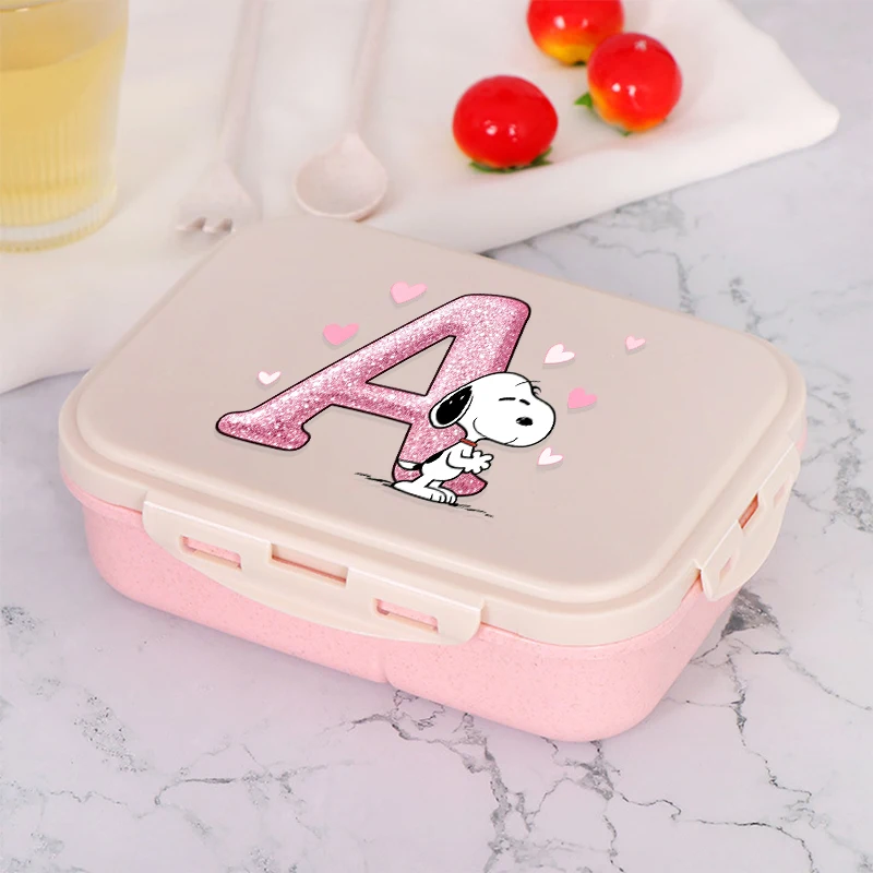 

Snoopy Lunch Box Cartoon Anime Letter A-Z Pattern Bento Box Large Capacity Leak Proof Durable Insulated Box Children's Gift