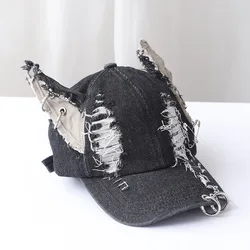 2024 y2k Hot Girl Graffiti Jeans Rabbit Ears Cowboy Baseball Hat Wash Graffiti Hip Hop Cap Women Men Party Team Baseball Cap