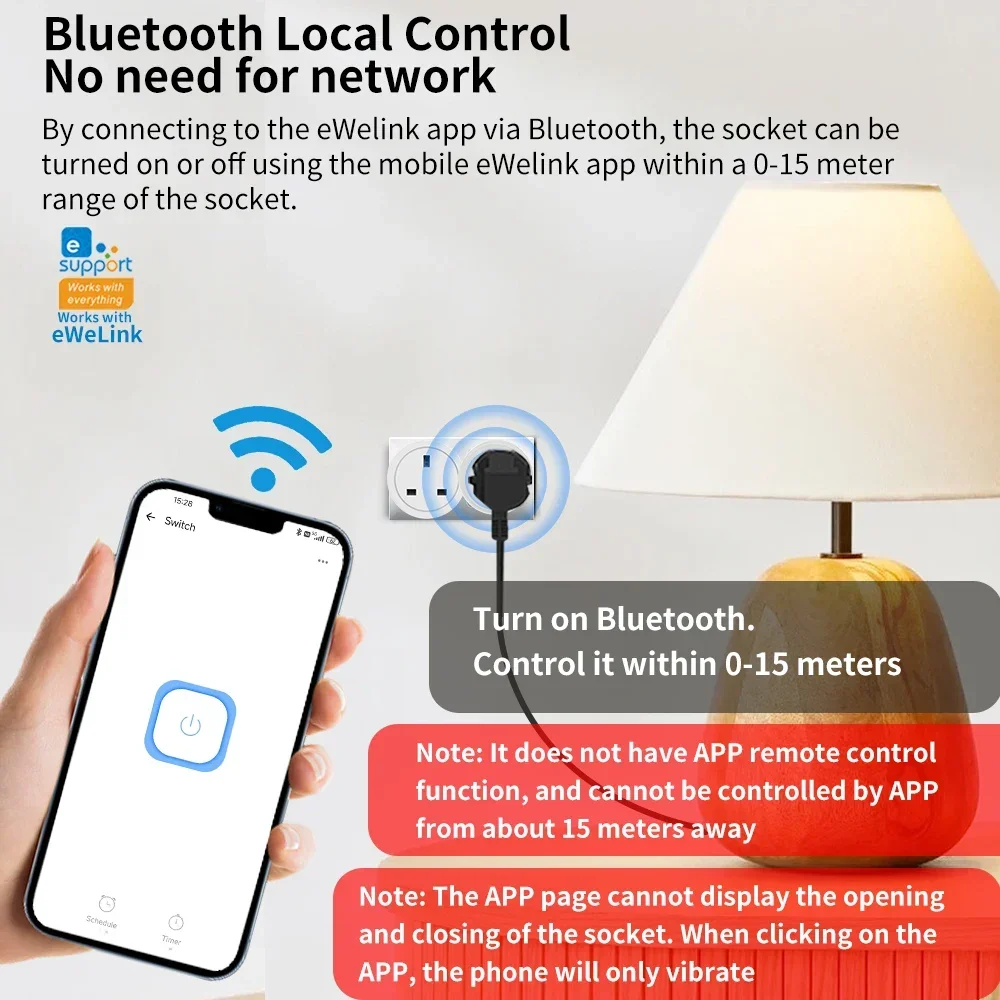 Bluetooth Smart-Steckdose UK-Stecker RF2.4G Kabellose Fernbedienungssteckdose mit EWewLink App Zeitgesteuerter Steckdosenschalter – Detail 1