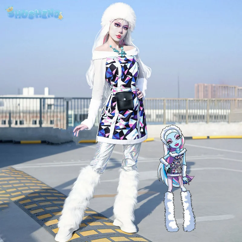 Abbey Bominable disfraz de Cosplay Anime pantalones altos calcetines bolso de hombro Navidad carnaval Abbey hombres mujeres uniforme XS-XXXL