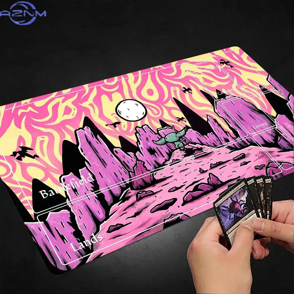 Trippy Pink Mountain Magic Playmat Mouse Pad Playmat MTG TCG Office Desk Mat for Work Game PC Laptop Rug Carpet MousePad