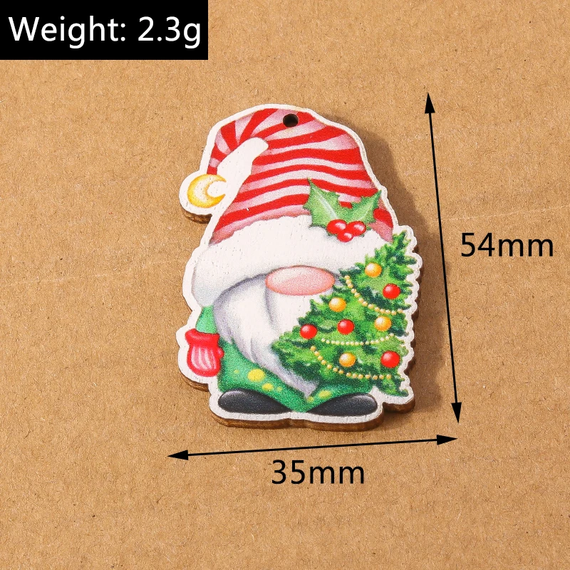 10 stücke Holz Weihnachten Charme für Schmuck machen Wasser tropfen Form Elch Santa Claus Anhänger DIY Halskette Ohrring Weihnachten Geschenk liefert – Detail 6