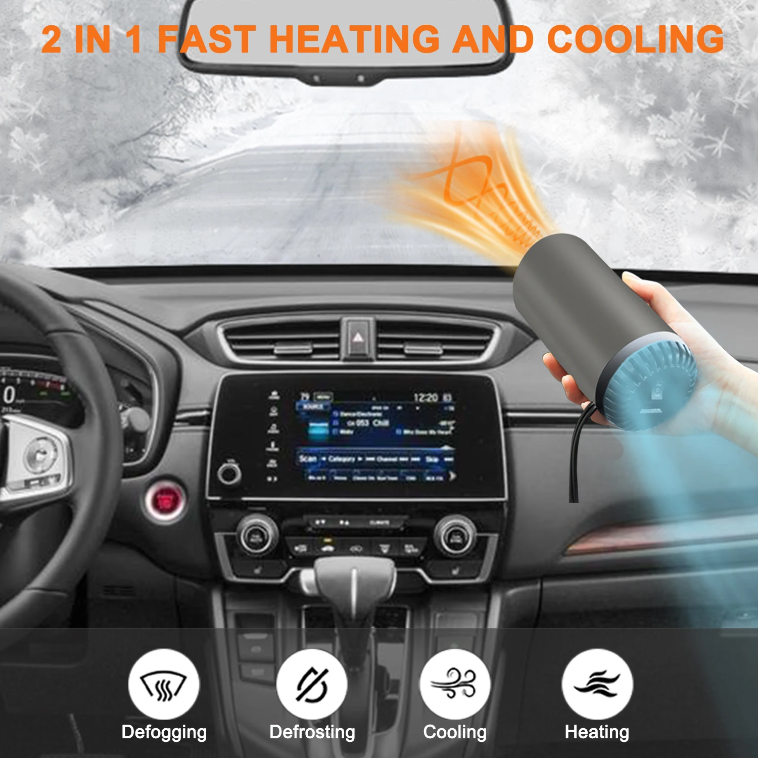 

12V 150W Car Heater Portable Electric Heating Fan Automatic Windshield fast heating cooling Dryer Defogging Demister Defroster