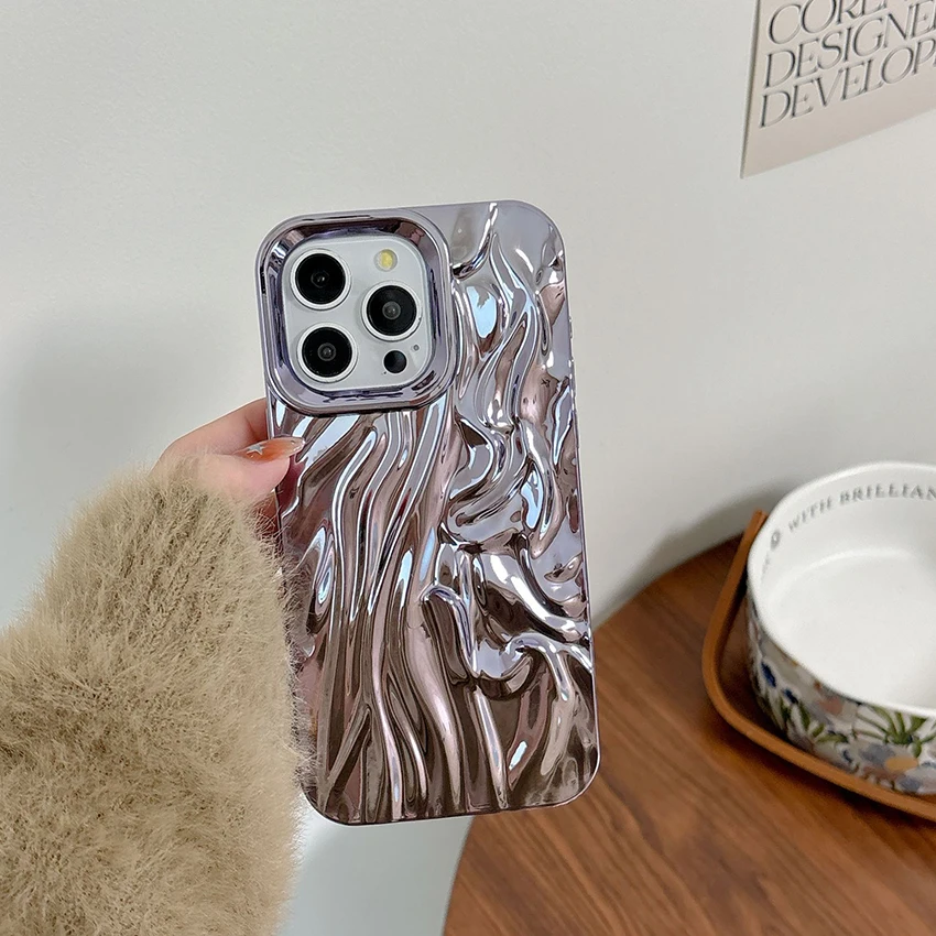 ستيريو الحرير مطوي الملمس جراب هاتف آيفون 16 15 14 13 برو 12 11 ماكس مطلي 16 برو جراب هاتف لينة 17 برو ماكس غطاء