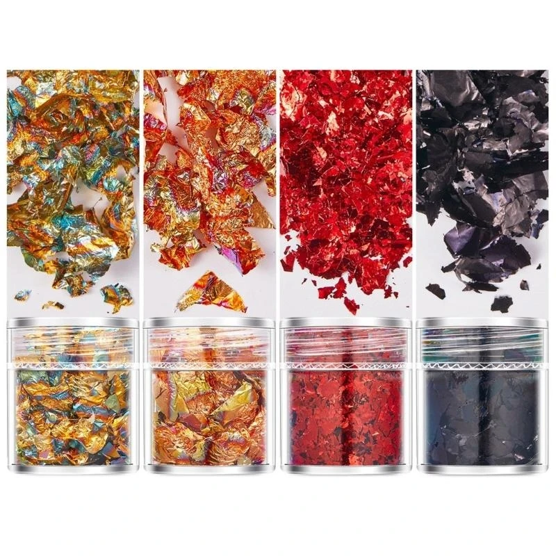 

Dazzling Foil Paper Sparkling Gold Silver Flakes for Nail Art Craft Enthusiasts