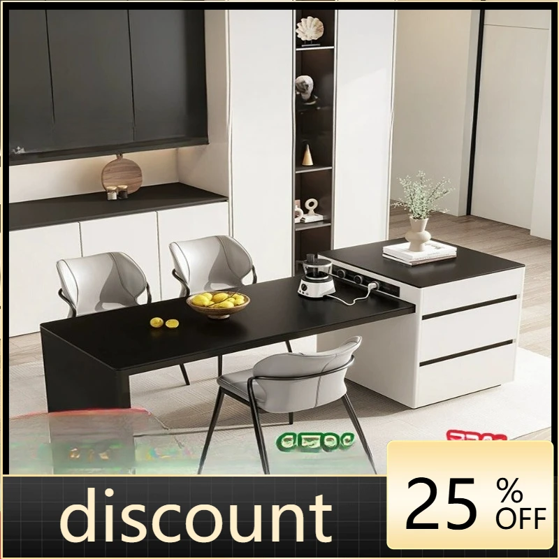 

LH rock slab island dining table integrated retractable small apartment guide table modern simple acrylic dining table