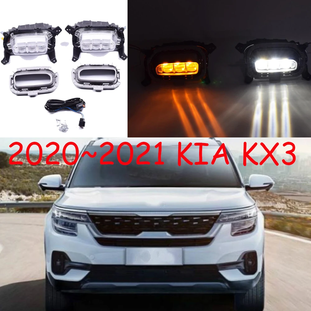 Bumper mobil Sportage KX3 lampu depan KX3 lampu siang hari KX 2020 ~ 2021y DRL aksesoris mobil lampu depan LED untuk KX3 lampu kabut