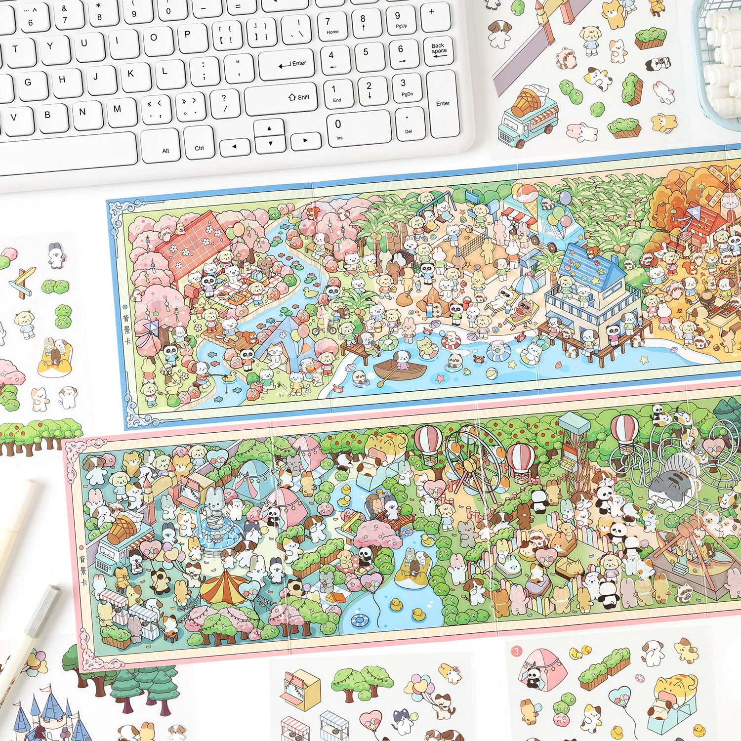 1 set of stickers for the cute island's one-day series, including landscape stickers, handmade DIY decompression stickers, and r