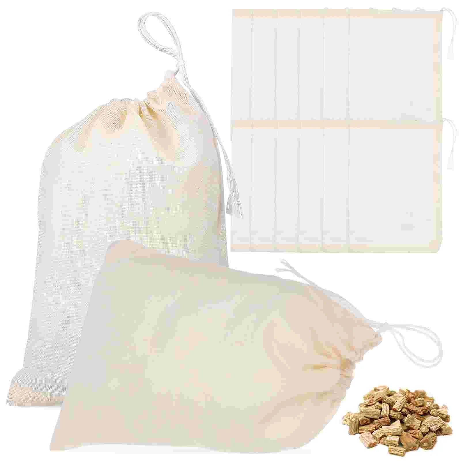 Strainer Filter Bag Drawstring Tea Cotton Gauze Decoction (10*15cm) 50 Pieces Chinese Medicine Little Bags for Jewelry