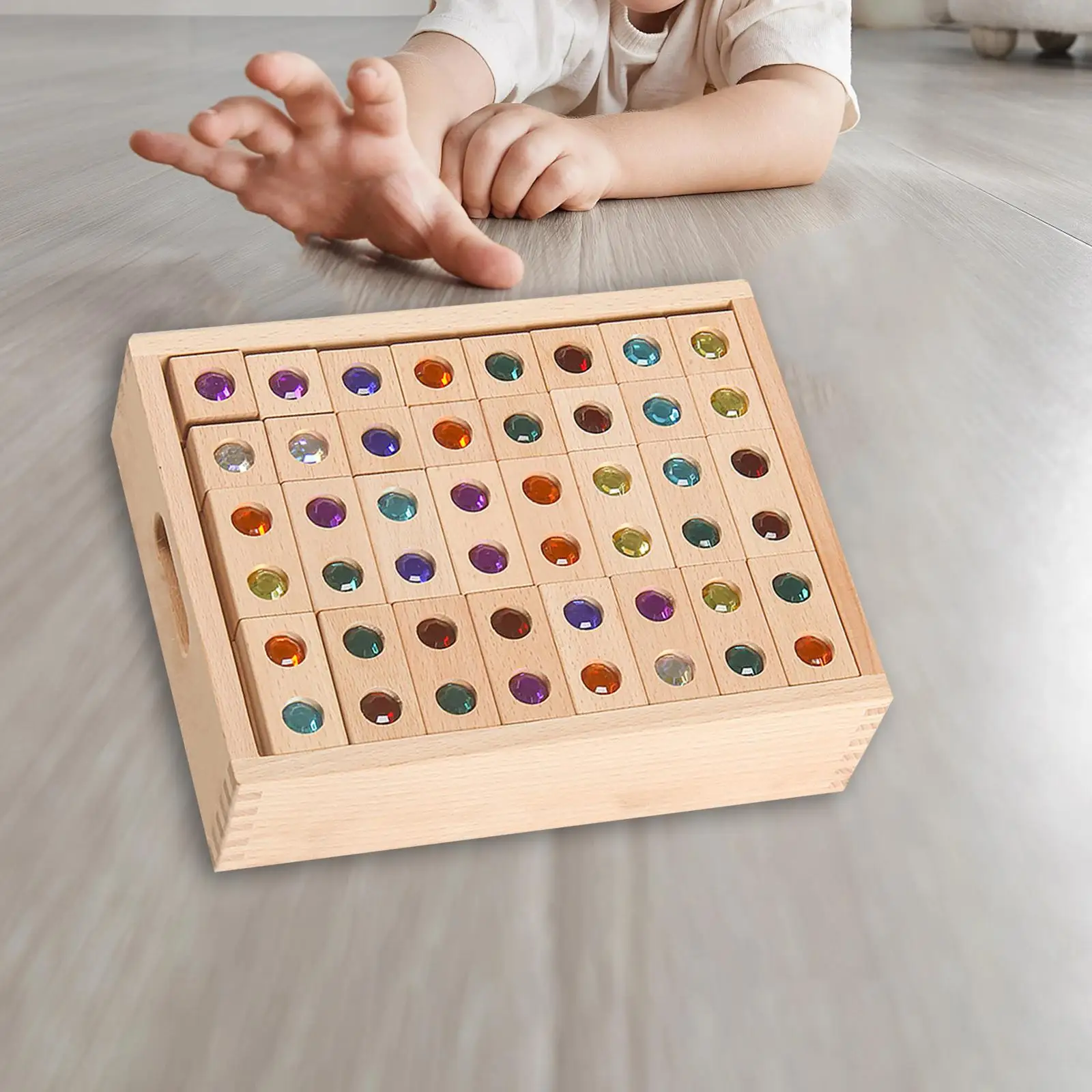 128 piezas de bloques de apilamiento de madera, bloques de arcoíris, juguetes educativos, material didáctico, juego de apilamiento de arcoíris para niños, niñas y niños