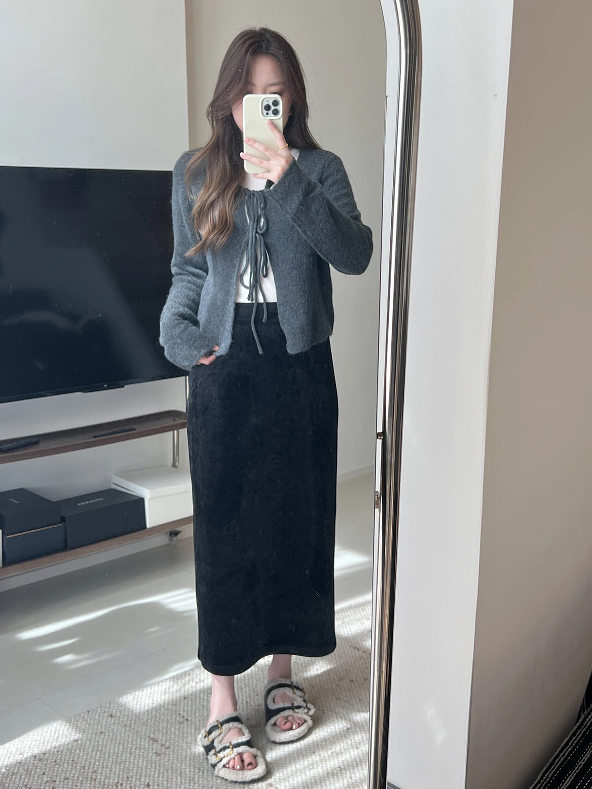 

Юбка прямого кроя с высокой талией, женская, модная, универсальная, в корейском стиле, осенне-зимняя, новинка, стройнящая, свободная, повседневная, длинная