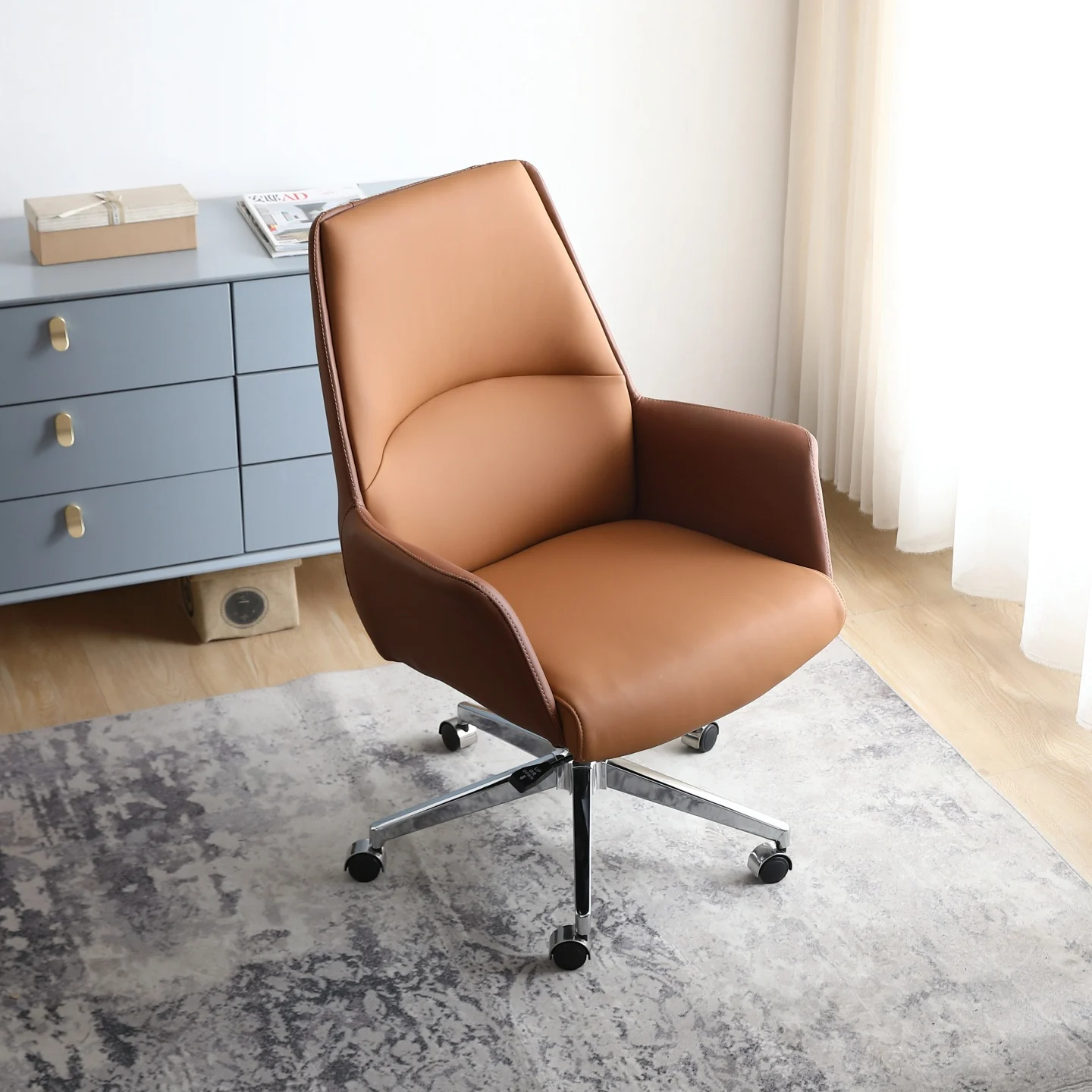 Shift High-end Leather Adjustable Swivel Office Guest Chair Business Meeting Consultation Bow-shaped Negotiation Chair