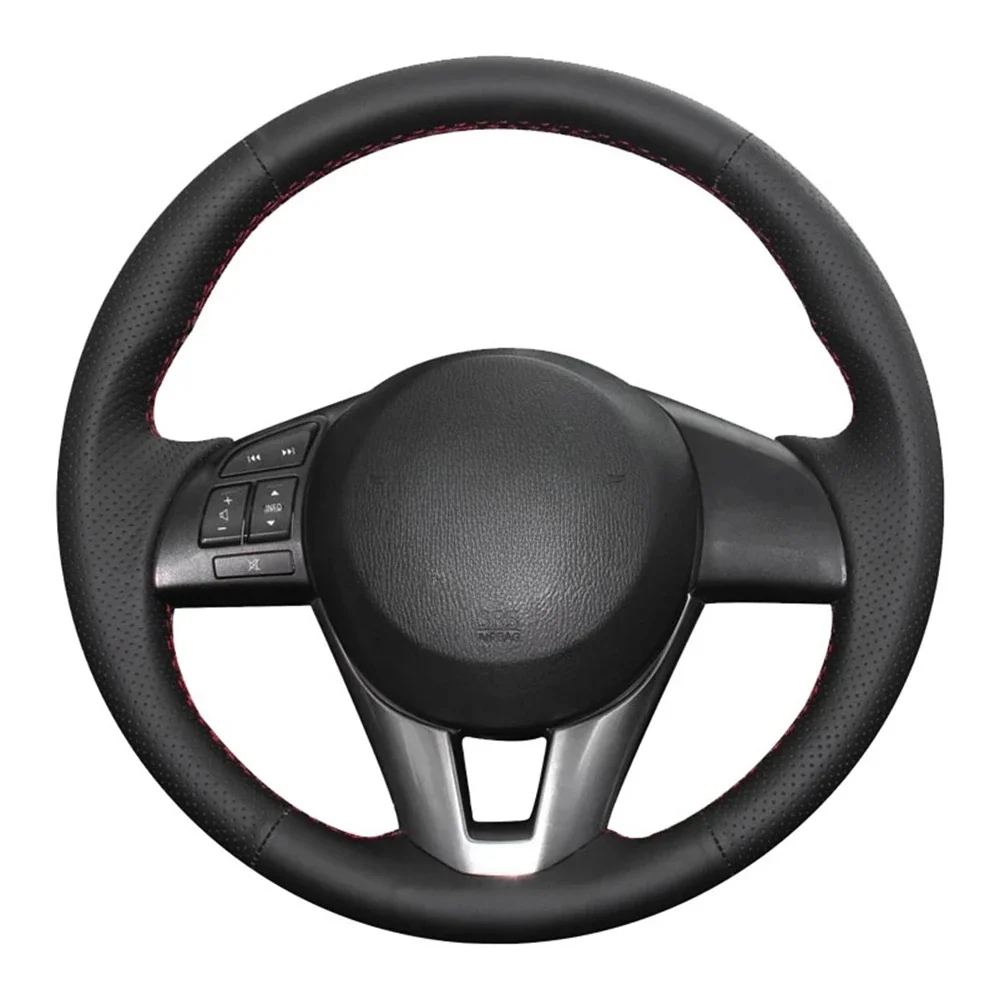 DIY Black Artificial Leather Car Accessories Steering Wheel Cover For Mazda 3 Axela Mazda 6 Atenza Mazda 2 CX-3 CX-5 Scion iA