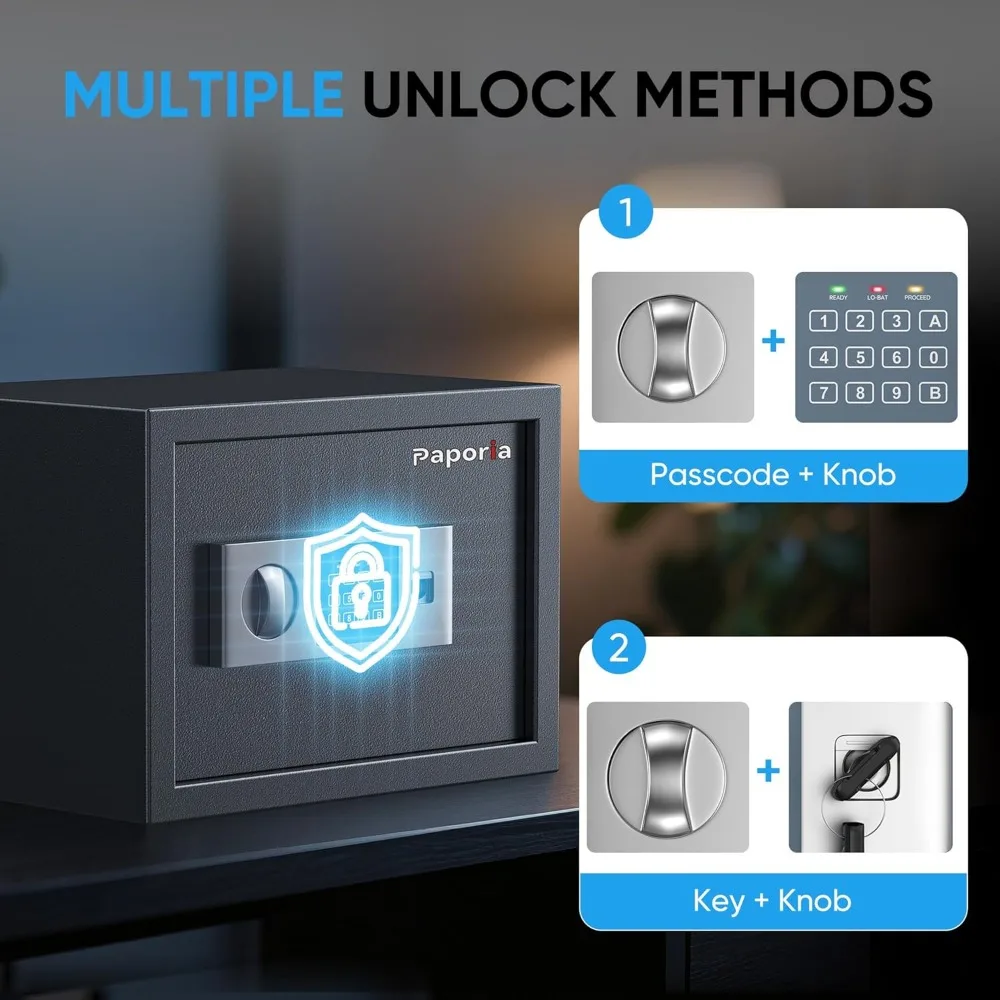 صندوق الأمان للوحة المفاتيح الرقمية مع إنذار للمنزل أو الفندق أو الأعمال - آمن النقود والمجوهرات والوثائق
