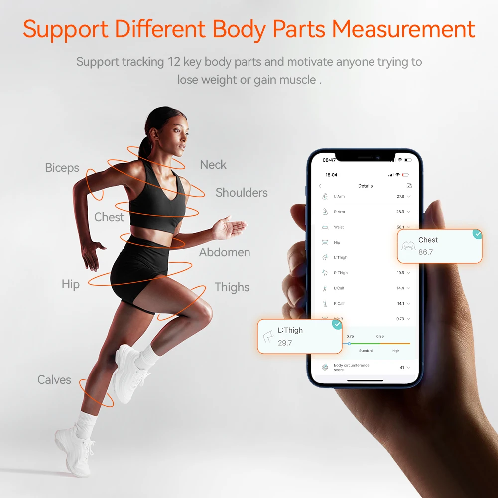 Smart Body Fat Scale and Smart Body Tape Measure Set Sports Fitness Partner with Free Health App