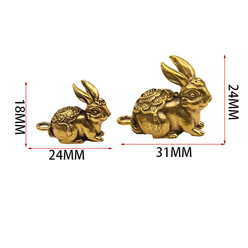 3D Vintage Brass Rabbit Casting Animal Figurine Retro Metal Sculpture Home Office Room Desktop Decoration Collection Craft