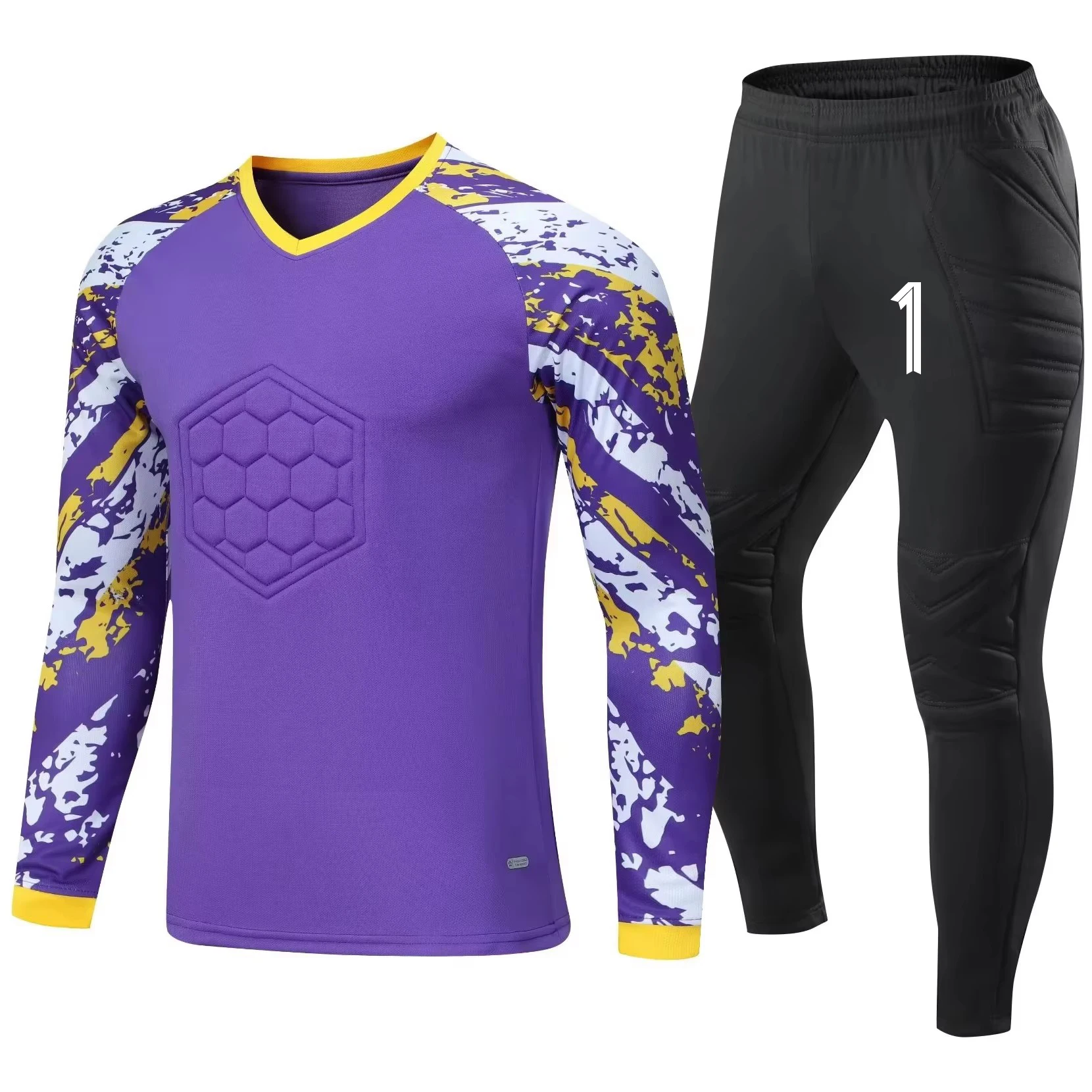 Men Player Soccer Jersey Girls Boys Goalkeeper Tops Long Sleeve Football Training Goalkeeper Top Soccer Kit Pant Shorts Sets