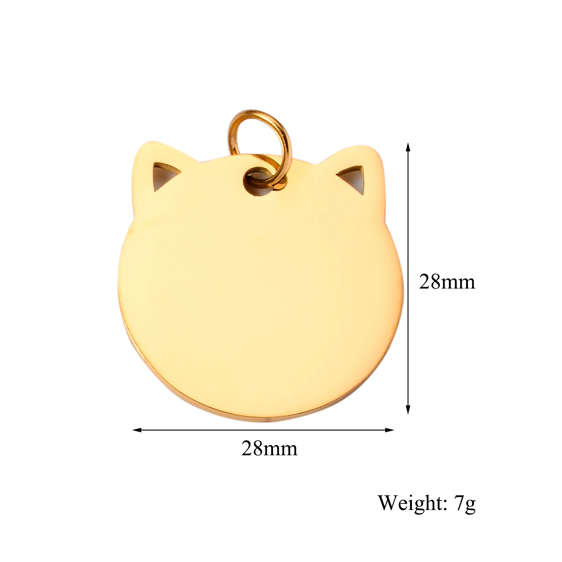 3Pcs 28X29mm Mirror Polishing Stainless Steel lovely Cat Puppy Head Face Shape Pendant Metal Blank Pet ID Dog Tag 4 colors