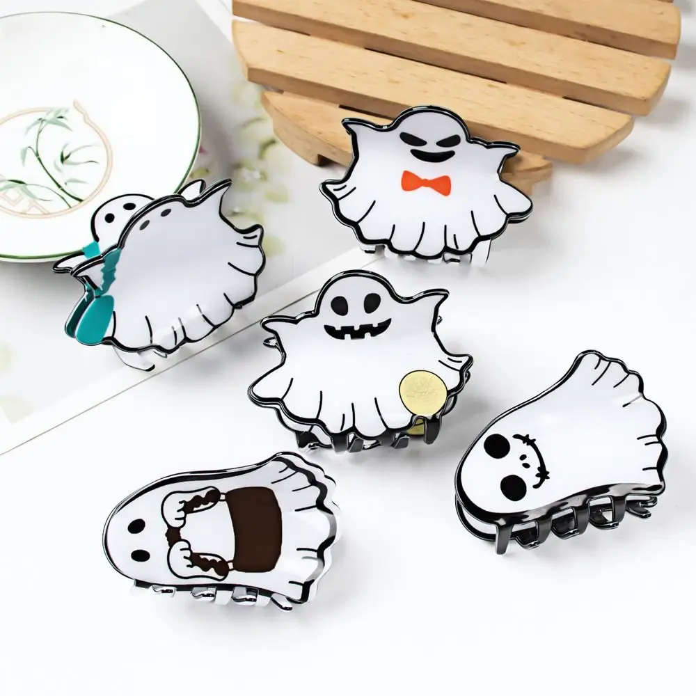 

Fashion Halloween Ghost Hair Claw Skeleton Spider Web Butterfly Hair Clip Geometric Expressions Halloween Shark Clip Wash Face