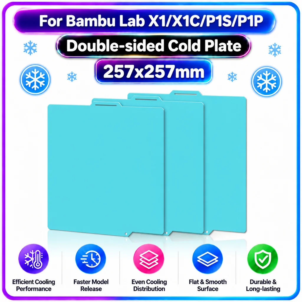 Cool Plate Build Plate For Bambu Lab X1 X1C P1S P1P A1 X2D 257x257mm Spring Steel Double Sided PLA PETG Strong Adhesion Cold Bed