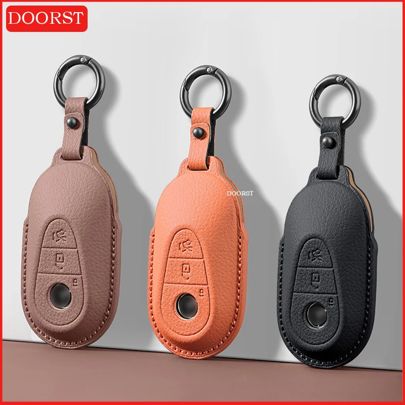 

Leather Style Car Key Case Cover Shell Decoration Accessories For Mercedes Benz C CLE E GLC S Class W206 X254 W214 W223