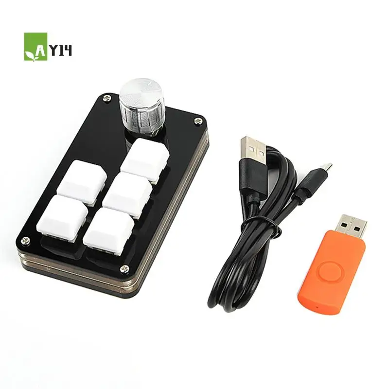 

AY14-мини-клавиатура, 5 клавиш, 1 ручка, программируемая клавиатура для геймера, сделай сам, горячая замена, механическая клавиатура, макро-клавиатура