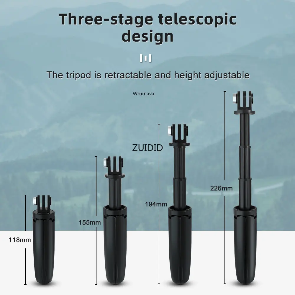 حامل ثلاثي القوائم قابل للطي حامل ثلاثي محمول Monopod لـ Go Pro Hero 12 11 10 9 ملحقات كاميرا الحركة Osmo حامل ثلاثي القوائم صغير لمدونة الفيديو