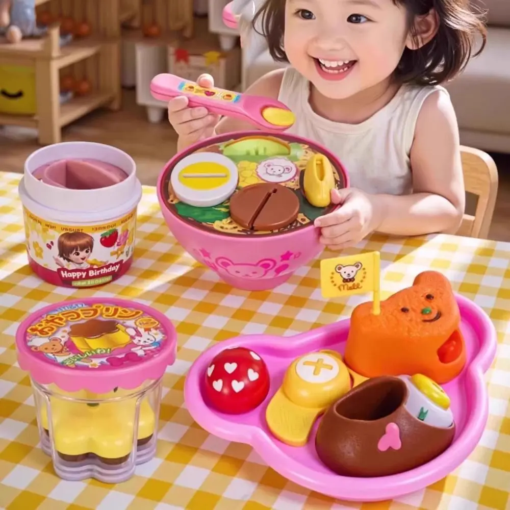 

6pcs/set Little BearShape Pudding Feeding Set Pretend Play Simulation Model Lunch Box Pudding Toy Role Play Early Education